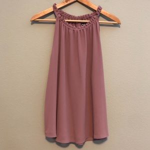 Daily Look Ruffle Neck Halter Tank - Medium